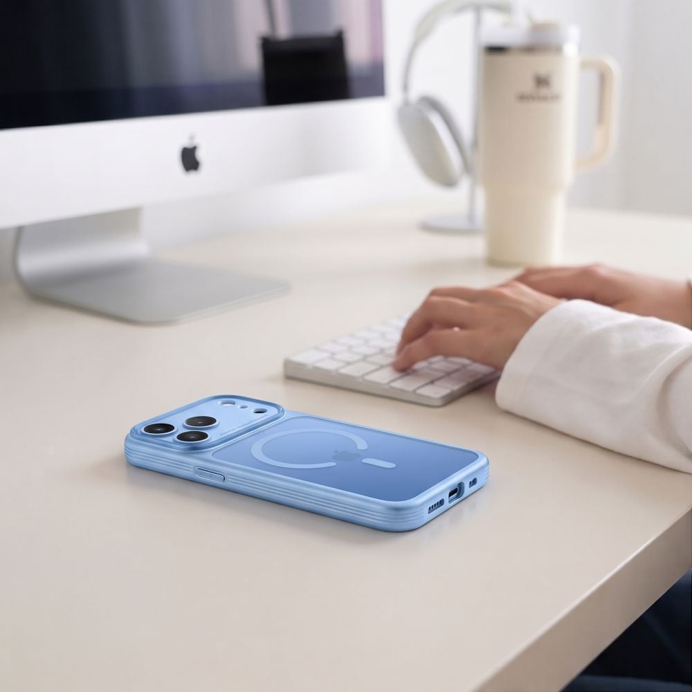 Tech-Protect MagPrime MagSafe CC-etui til iPhone 18 Pro / 17 Pro – lysblå, mat