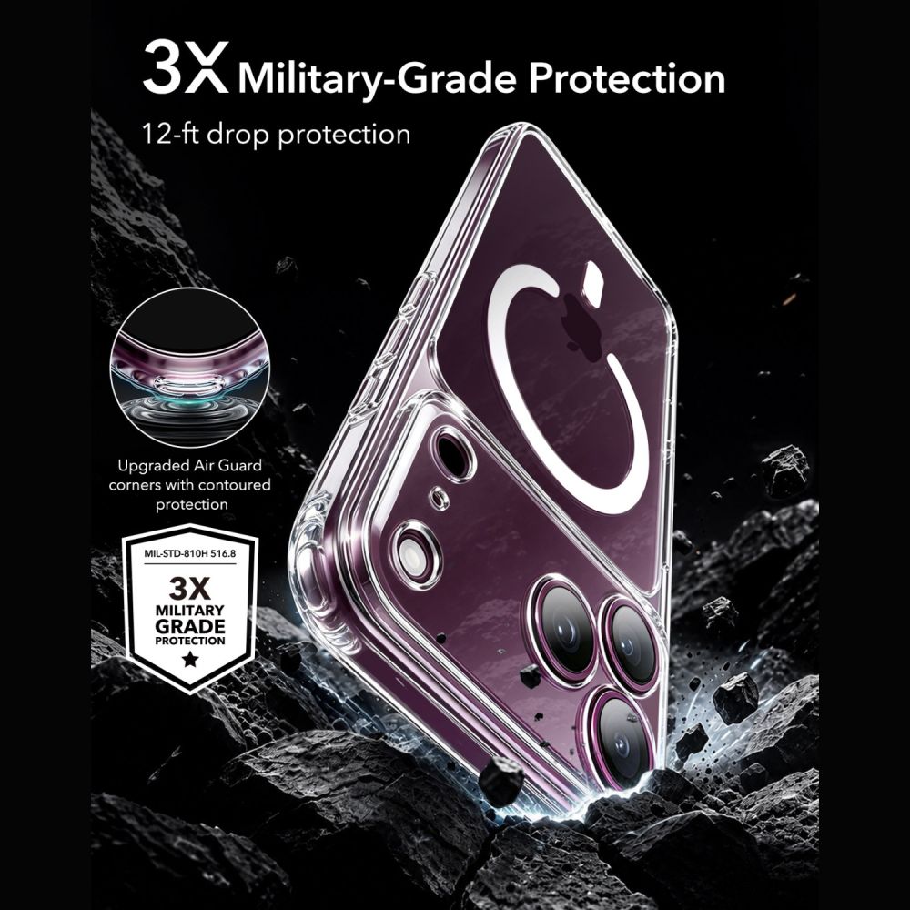ESR Classic Hybrid MagSafe-etui til iPhone 18 Pro Max / 17 Pro Max – gennemsigtigt