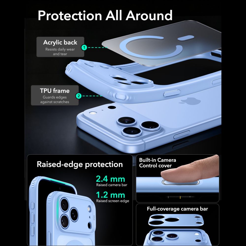 ESR Classic Hybrid MagSafe-etui til iPhone 18 Pro Max / 17 Pro Max – lyseblå