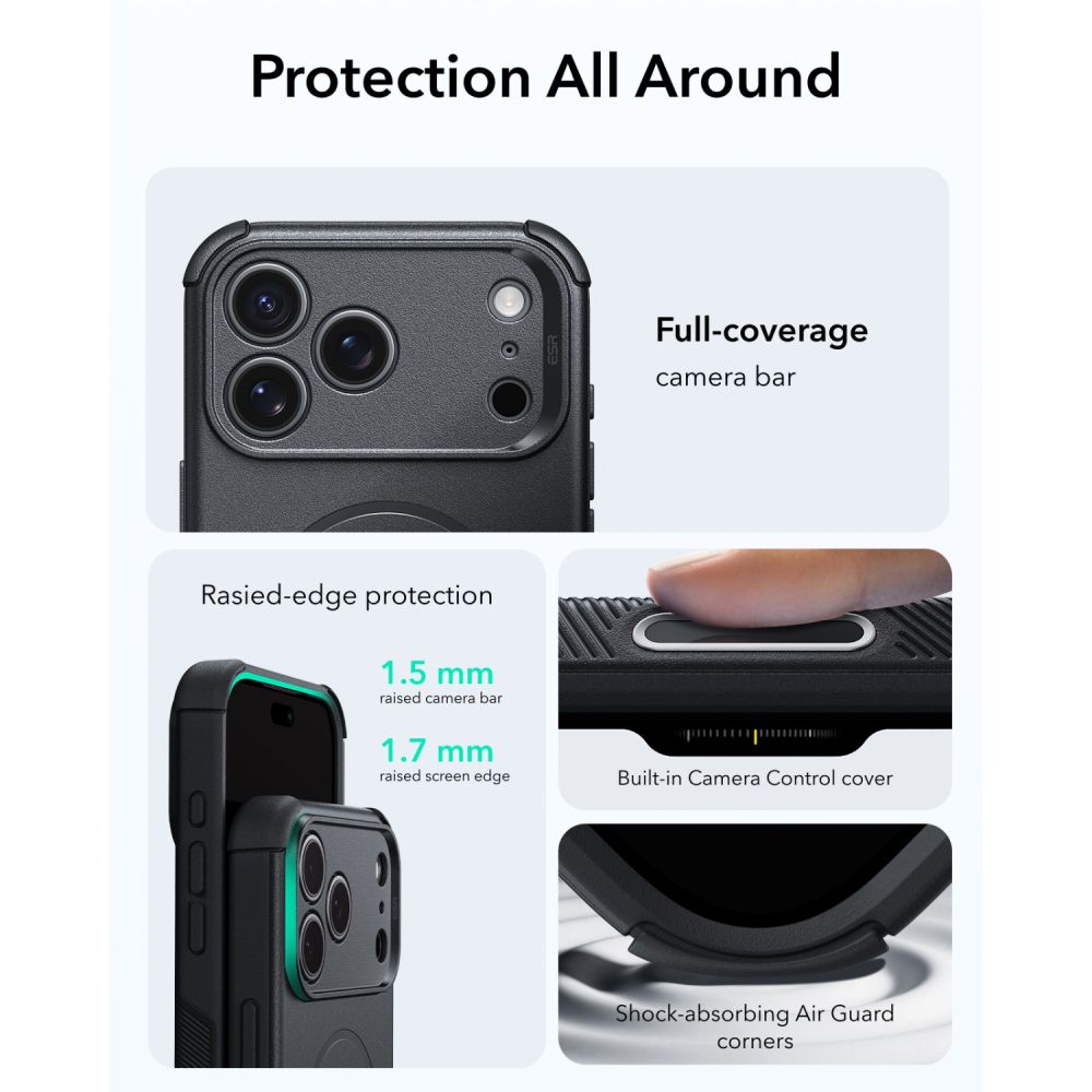 ESR Cyber Tough MagSafe-etui til iPhone 18 Pro Max / 17 Pro Max – Sort