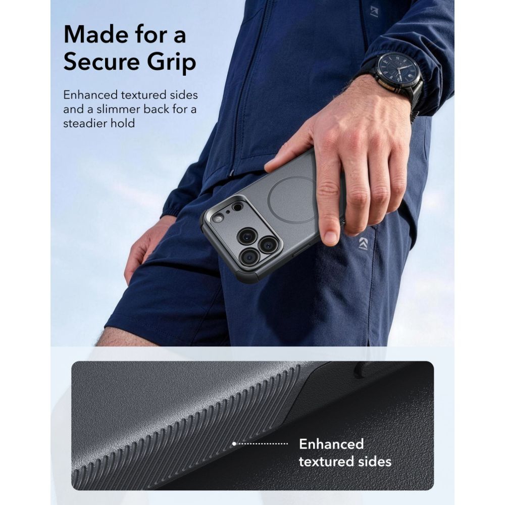 ESR Cyber Tough Kickstand MagSafe-etui til iPhone 18 Pro / 17 Pro – Grå