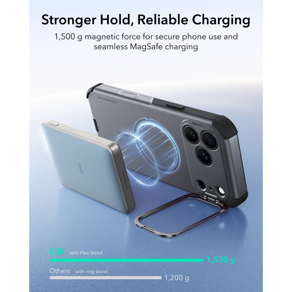 ESR Cyber Tough Kickstand MagSafe-etui til iPhone 18 Pro / 17 Pro – Grå