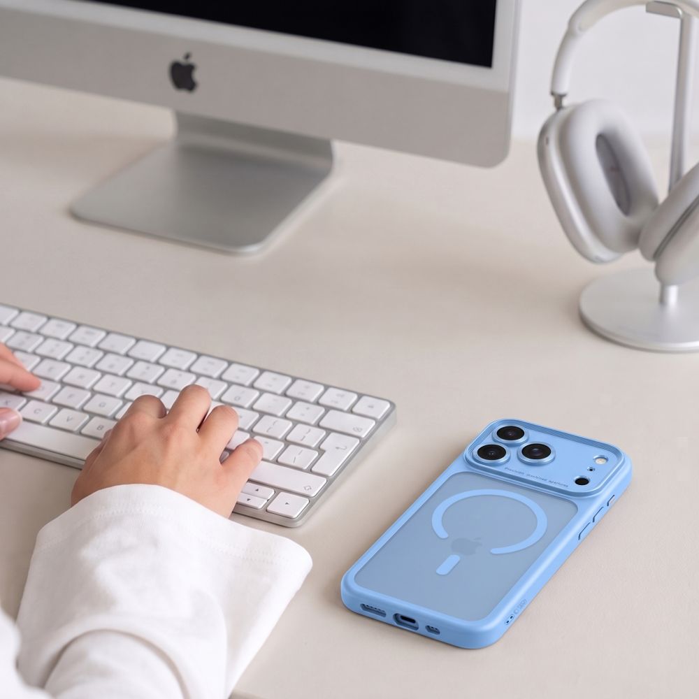 Tech-Protect MagPeak MagSafe CC-etui til iPhone 18 Pro / 17 Pro – Lysblå, mat