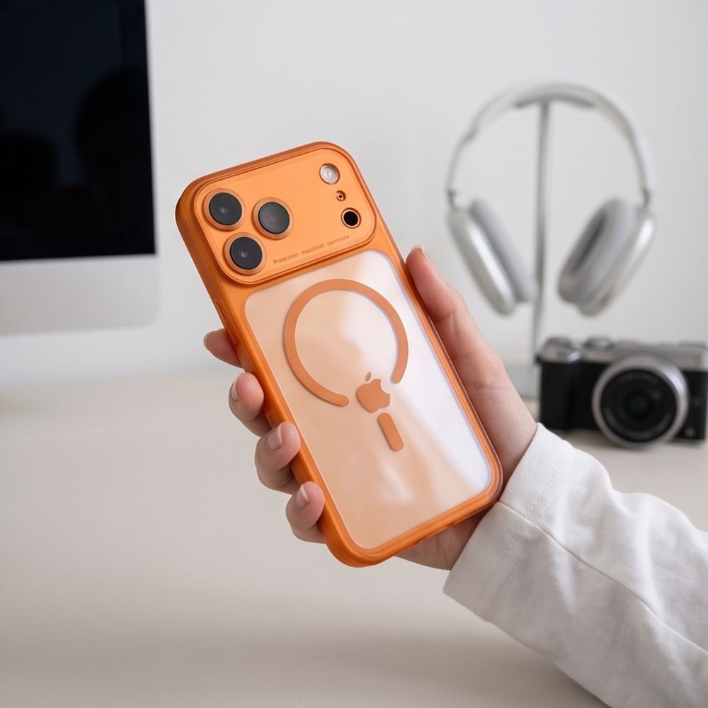 Tech-Protect MagPeak MagSafe CC-etui til iPhone 18 Pro / 17 Pro – gennemsigtig orange