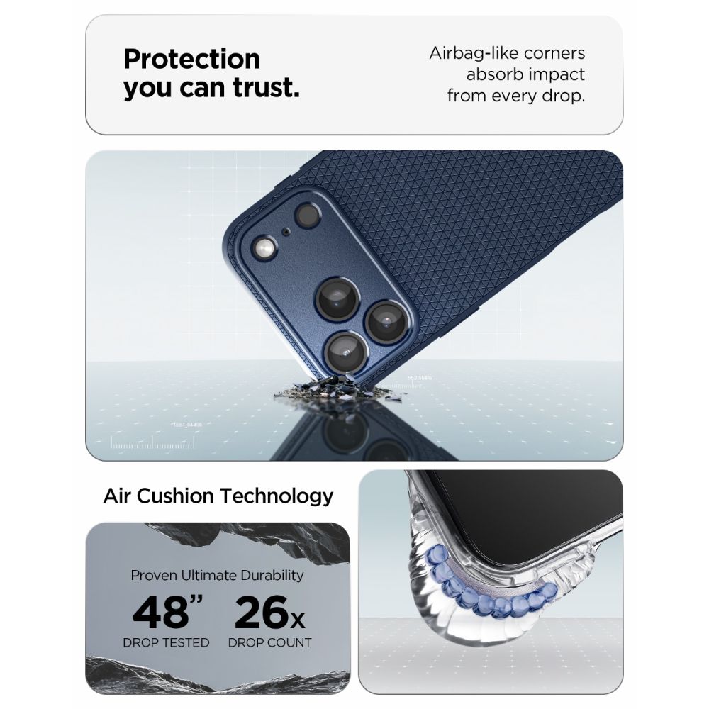 Spigen Liquid Air-etui til iPhone 18 Pro Max / 17 Pro Max – marineblå