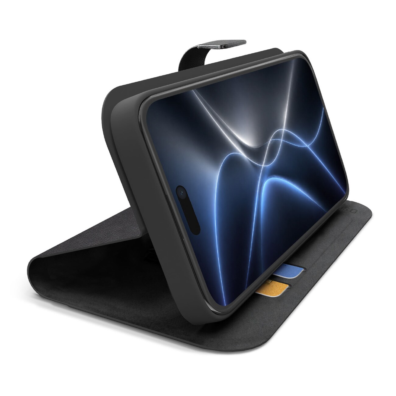 SBS Wallet Smart Case för iPhone 18 Pro med plånbok och stativ – svart