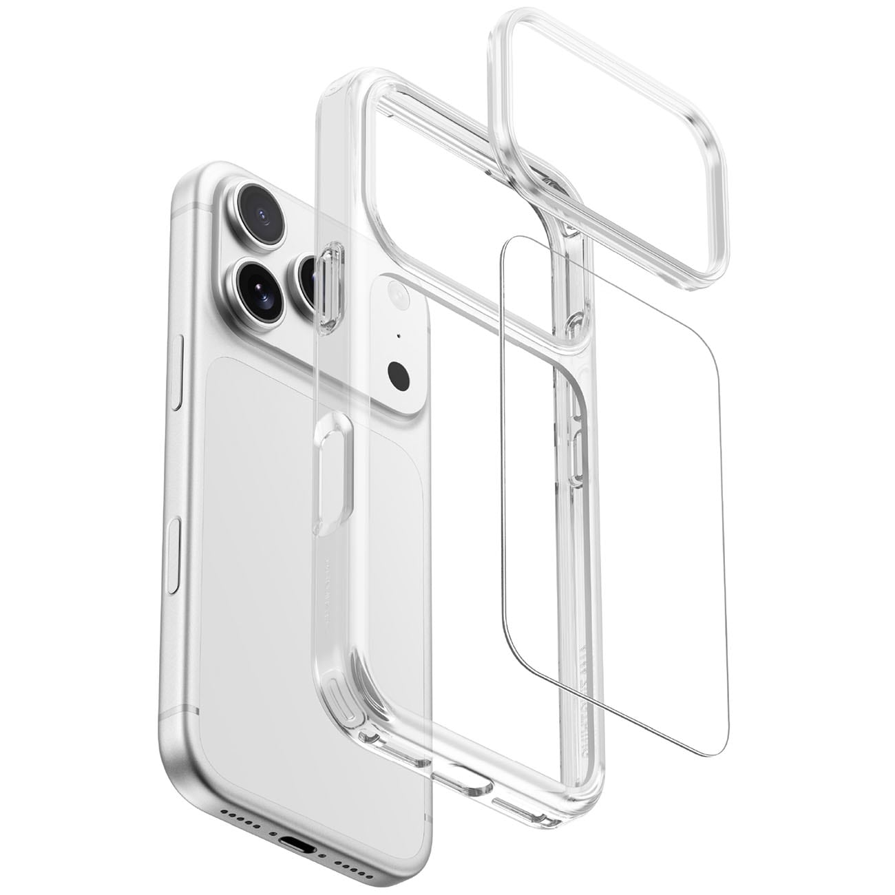 AmazingThing Minimal faldsikkert etui med 3 linser til iPhone 18 Pro – gennemsigtigt