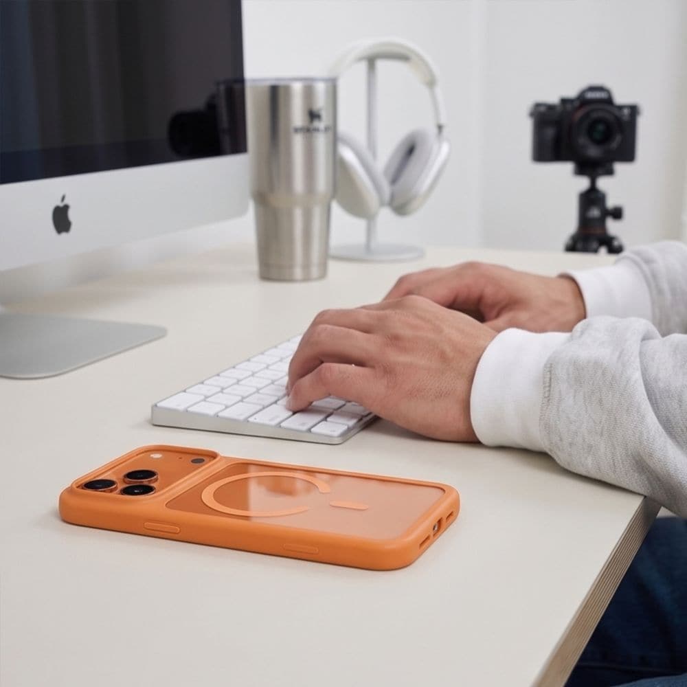 Tech-Protect MagOne CC MagSafe + 2-pak beskyttelsesglas til iPhone 18 Pro/17 Pro – orange klar