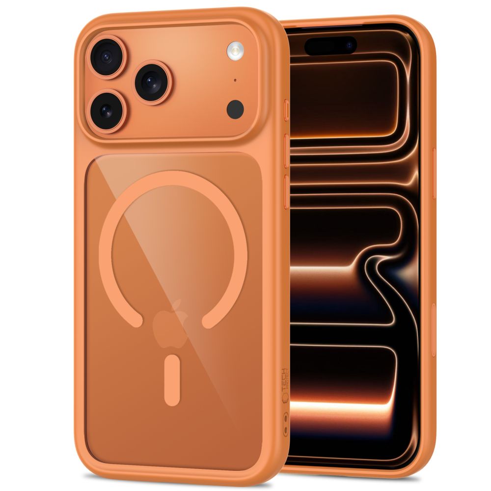 Tech-Protect MagOne CC MagSafe + 2-pak beskyttelsesglas til iPhone 18 Pro/17 Pro – orange klar