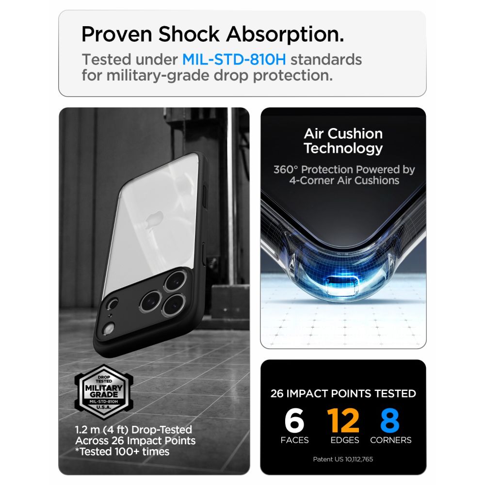 Spigen Ultra Hybrid-etui til iPhone 18 Pro Max / 17 Pro Max – Mat sort