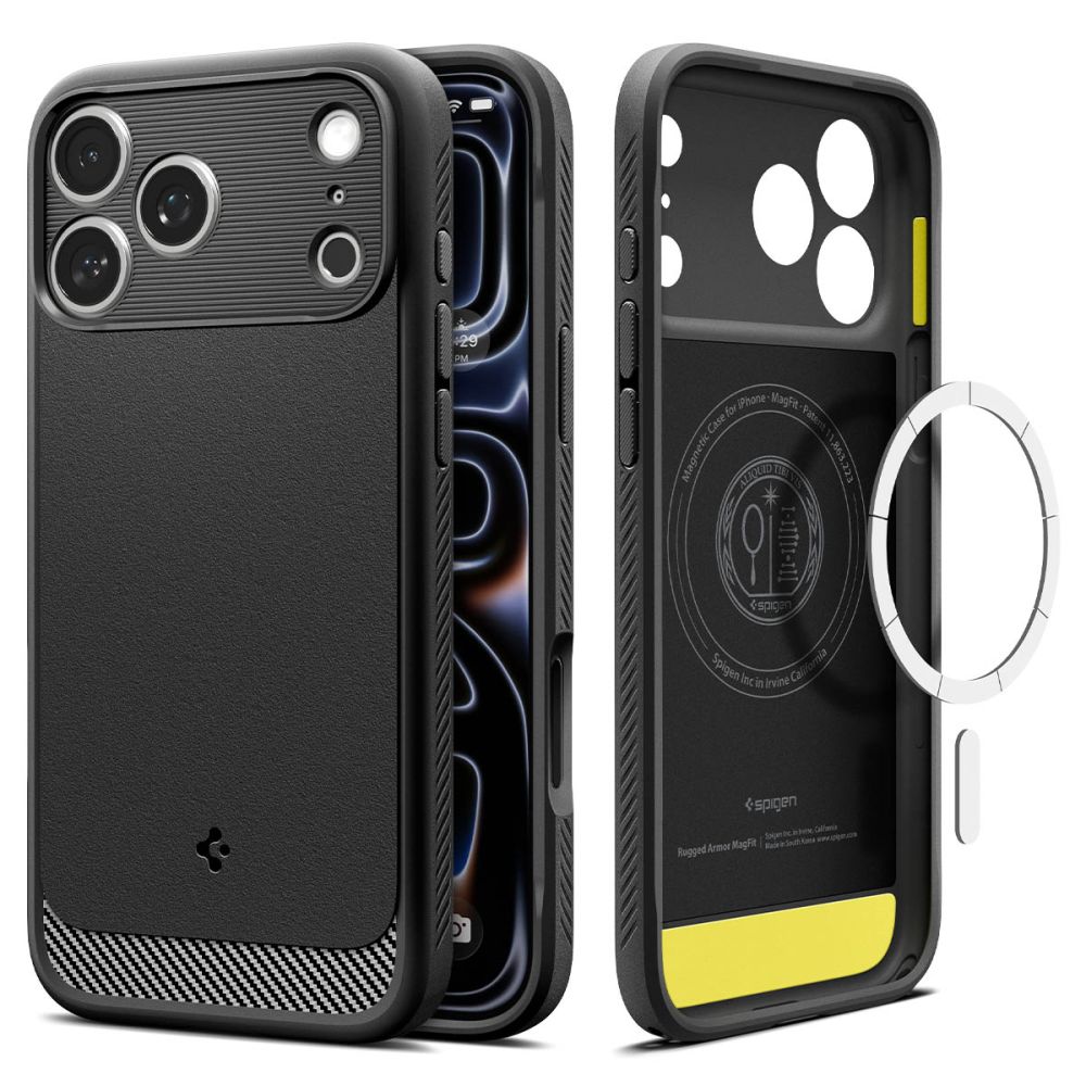 Spigen Rugged Armor MagSafe-fodral för iPhone 18 Pro / 17 Pro – matt svart