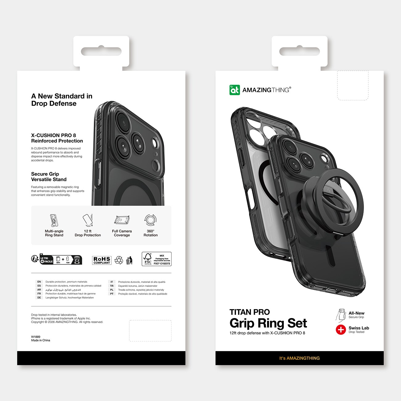 AmazingThing Titan Pro-objektivringsæt m/etui til iPhone 18 Pro Max, kameradæksel, MagSafe – sort