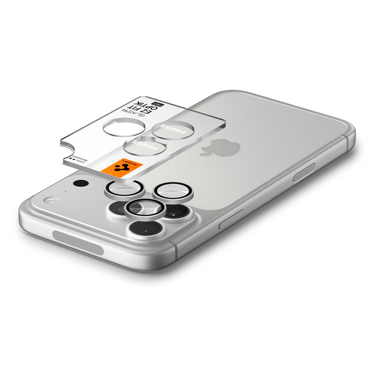 Spigen Optik Pro GLAS.TR EZ FIT 2-pak hærdet glas kameraskærmbeskytter iPhone 18 Pro/Pro Max – Sølv