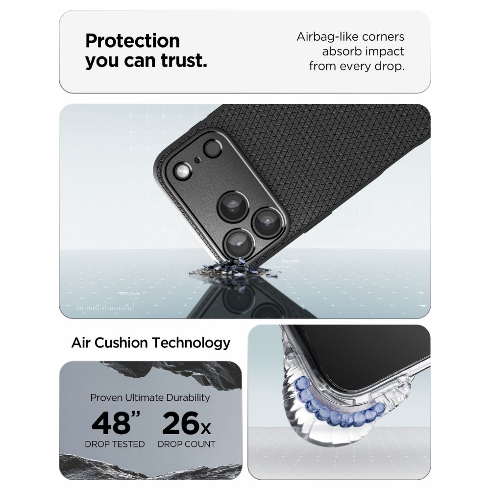 Spigen Liquid Air-etui til iPhone 18 Pro / 17 Pro – mat sort
