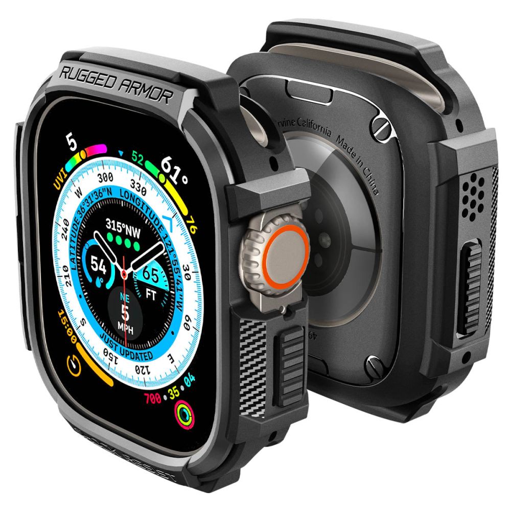 Spigen Rugged Armor-fodral för Apple Watch Ultra (49 mm) – matt svart