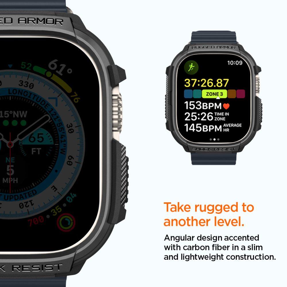 Spigen Rugged Armor-etui til Apple Watch Ultra (49 mm) – mat sort