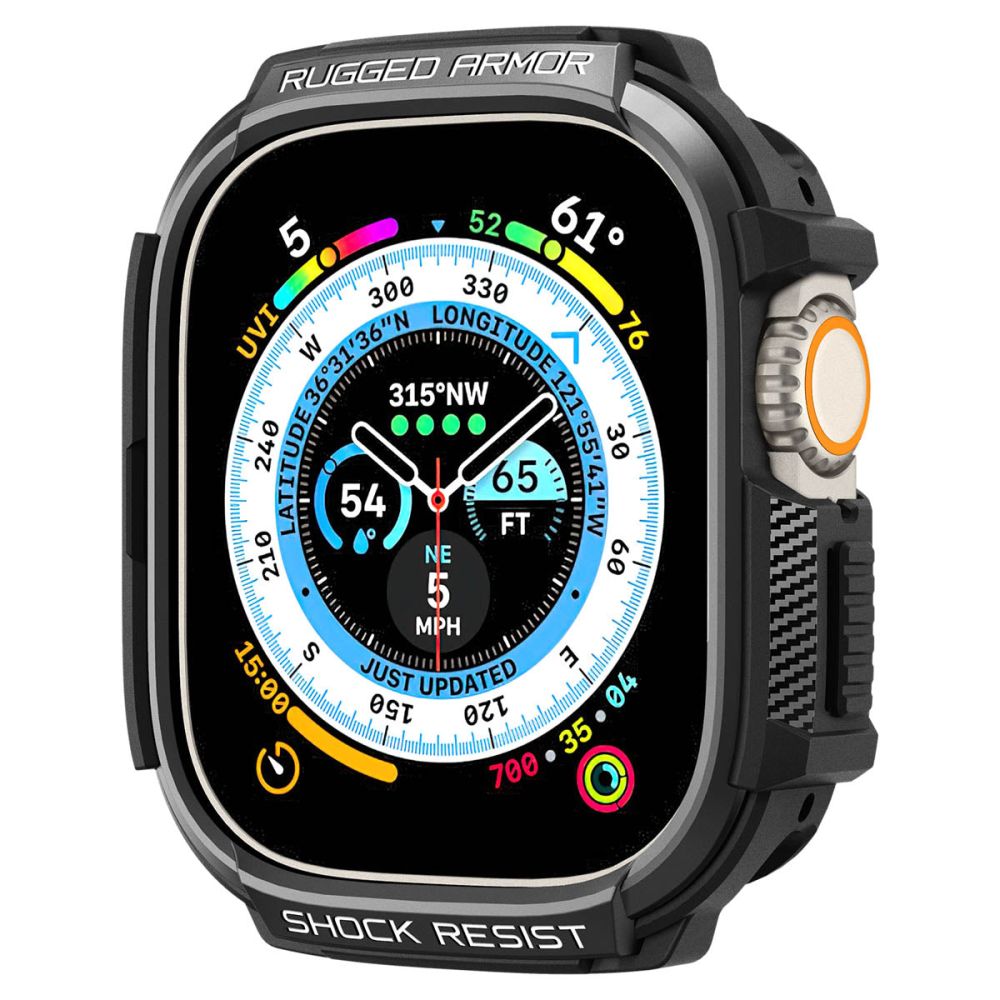 Spigen Rugged Armor-etui til Apple Watch Ultra (49 mm) – mat sort