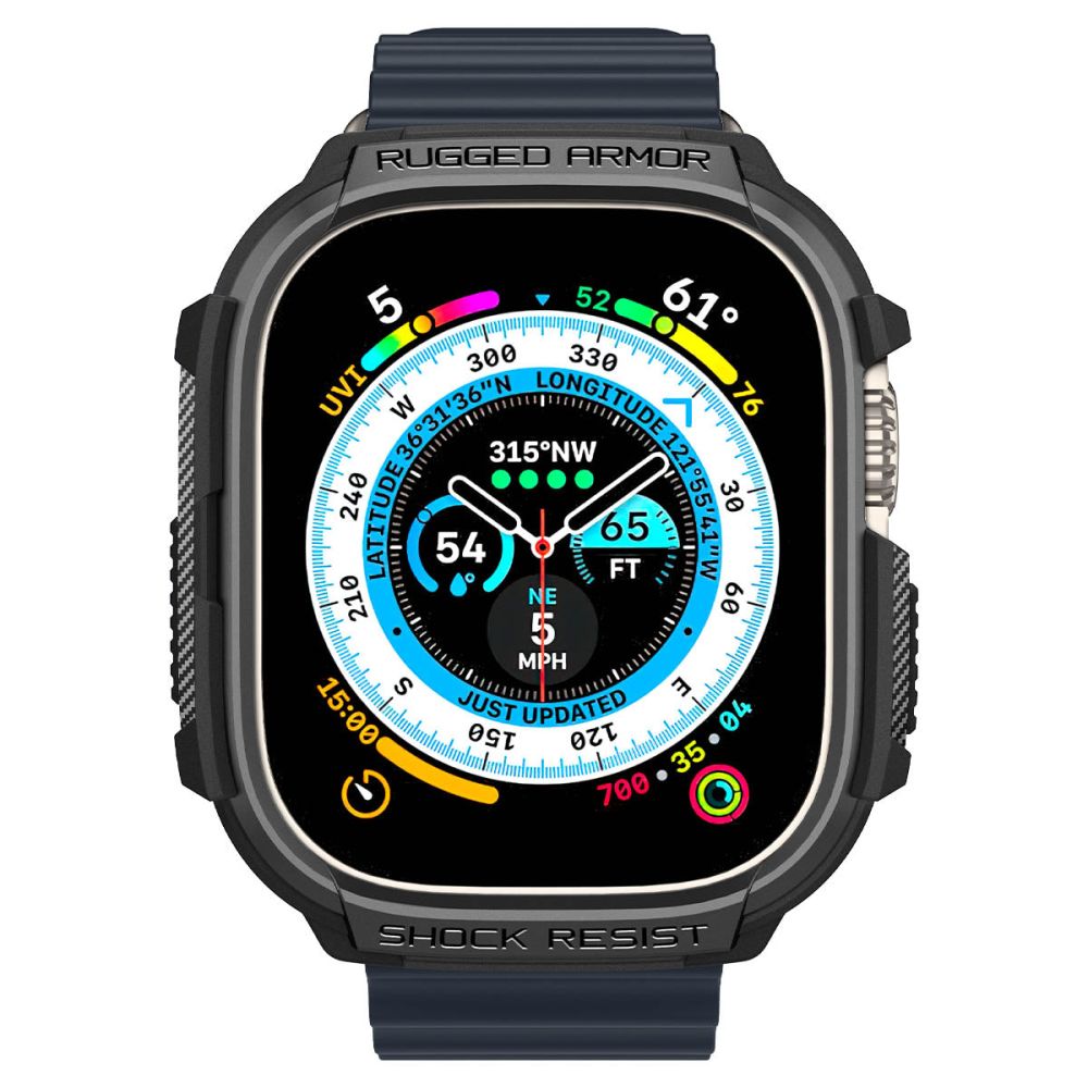 Spigen Rugged Armor-etui til Apple Watch Ultra (49 mm) – mat sort