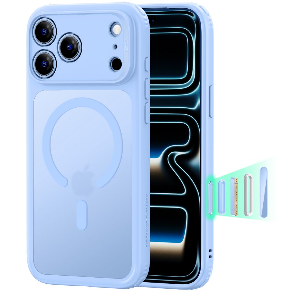 ESR Classic Hybrid MagSafe-fodral för iPhone 18 Pro / 17 Pro – ljusblått
