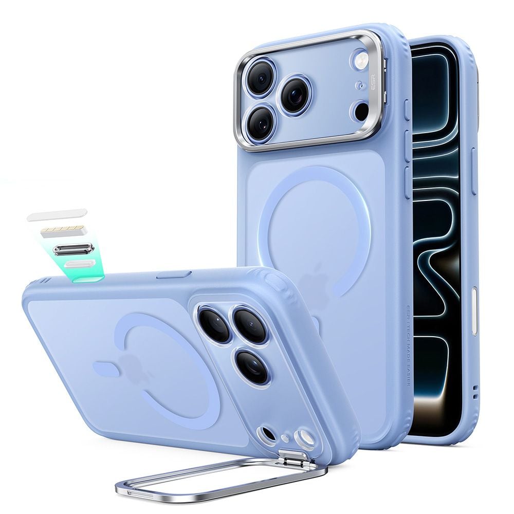 ESR Classic Hybrid-fodral med stöd & MagSafe för iPhone 18/17 Pro Max – ljusblå, matt