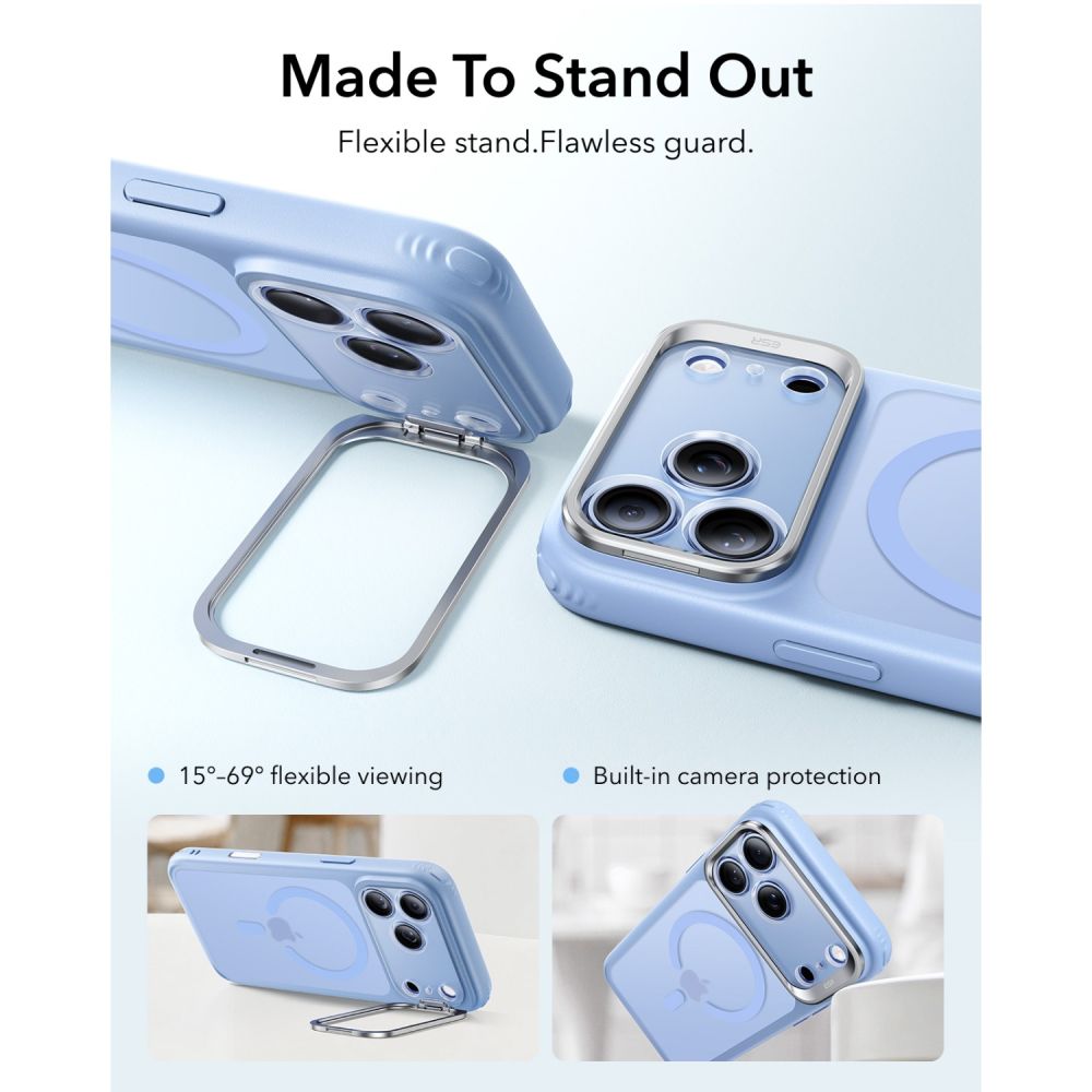 ESR Classic Hybrid-etui med støttefod og MagSafe til iPhone 18 Pro Max / 17 Pro Max – lys blå, mat