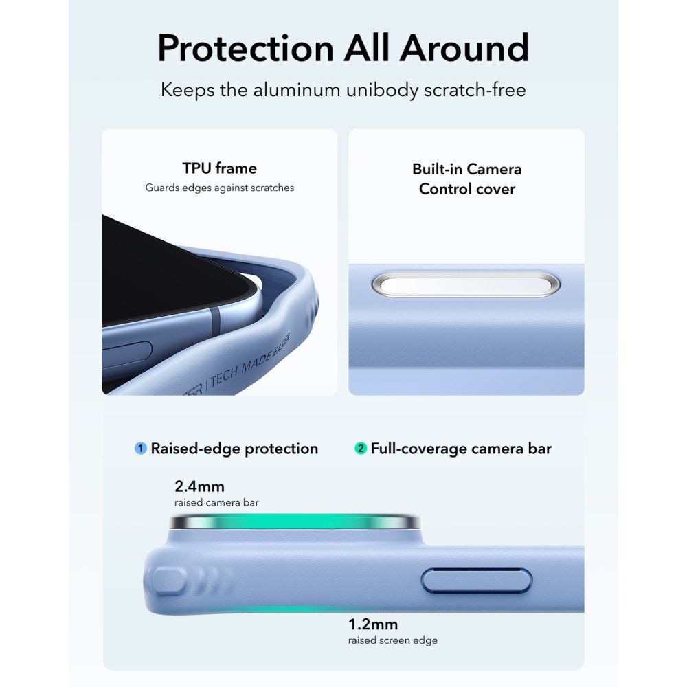 ESR Classic Hybrid-etui med støttefod og MagSafe til iPhone 18 Pro Max / 17 Pro Max – lys blå, mat