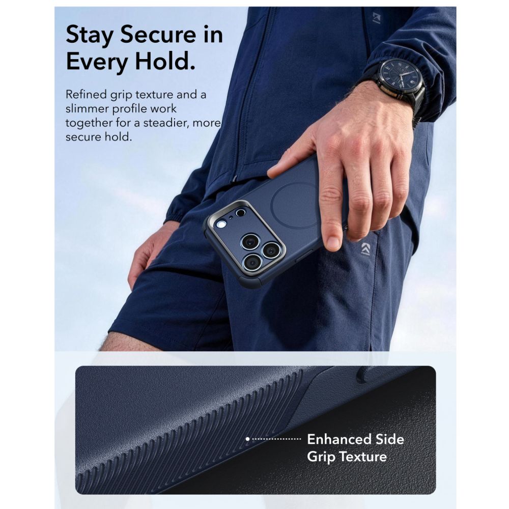 ESR Cyber ​​Tough Kickstand MagSafe-etui til iPhone 18 Pro Max / 17 Pro Max – marineblå