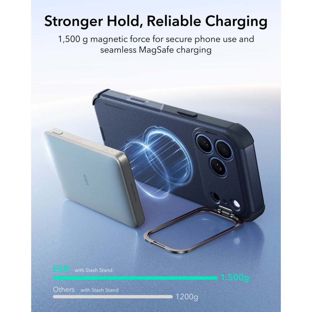 ESR Cyber ​​Tough Kickstand MagSafe-etui til iPhone 18 Pro Max / 17 Pro Max – marineblå
