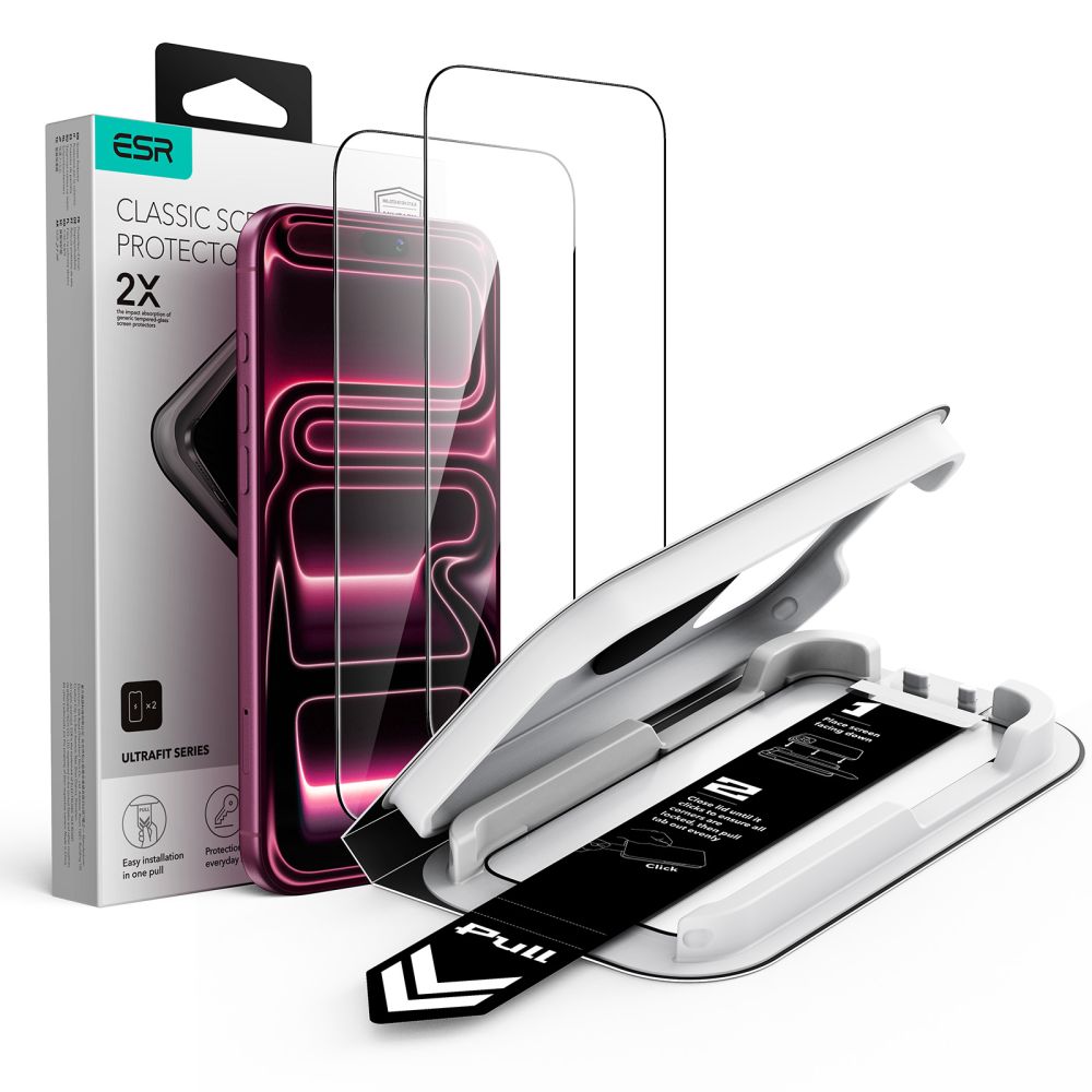 ESR UltraFit Classic, 2-pack härdat glas till iPhone 18 Pro Max / 17 Pro Max – Svart