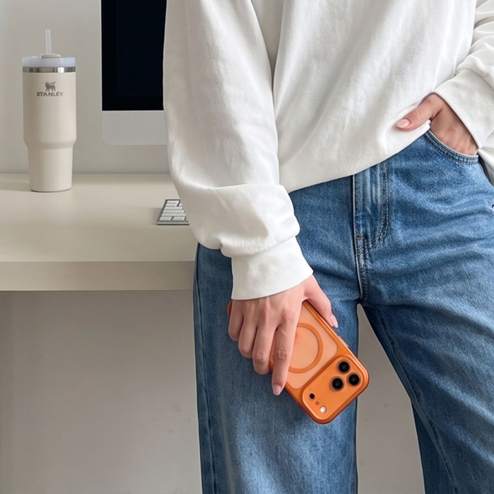 Tech-Protect MagPeak MagSafe CC-etui til iPhone 18 Pro Max / 17 Pro Max – gennemsigtig orange