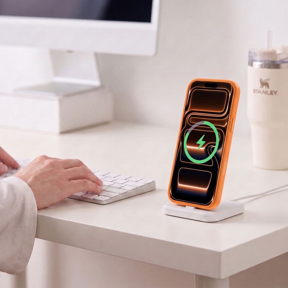 Tech-Protect MagPeak MagSafe CC-etui til iPhone 18 Pro Max / 17 Pro Max – gennemsigtig orange