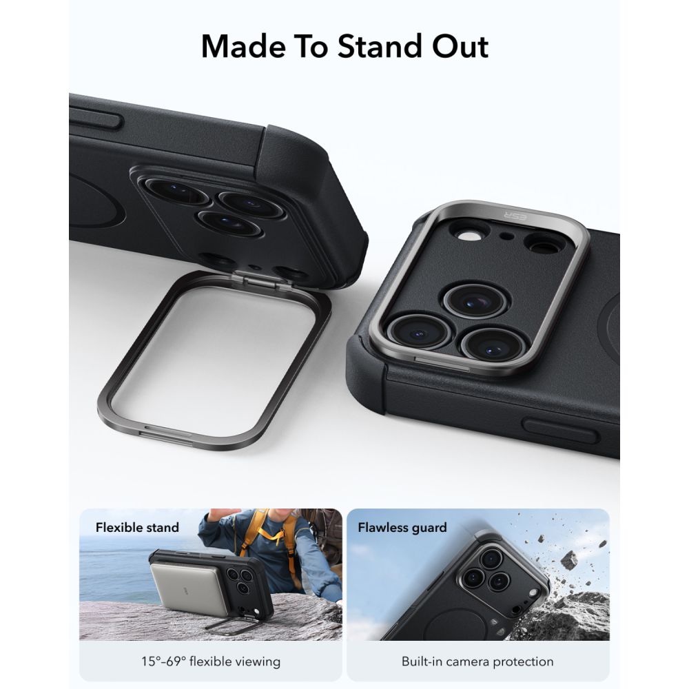 ESR Cyber Tough Kickstand MagSafe-etui til iPhone 18 Pro / 17 Pro – Sort