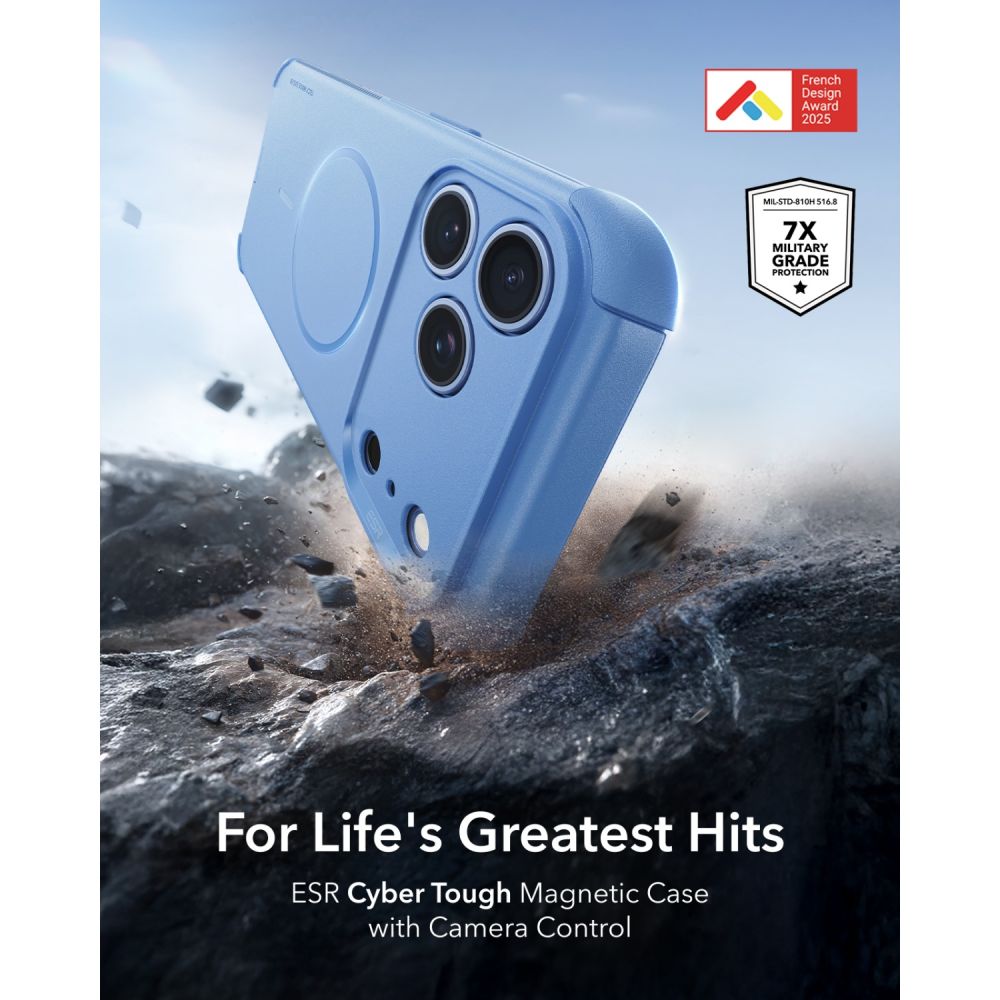 ESR Cyber Tough MagSafe-etui til iPhone 18 Pro Max / 17 Pro Max – lyseblå