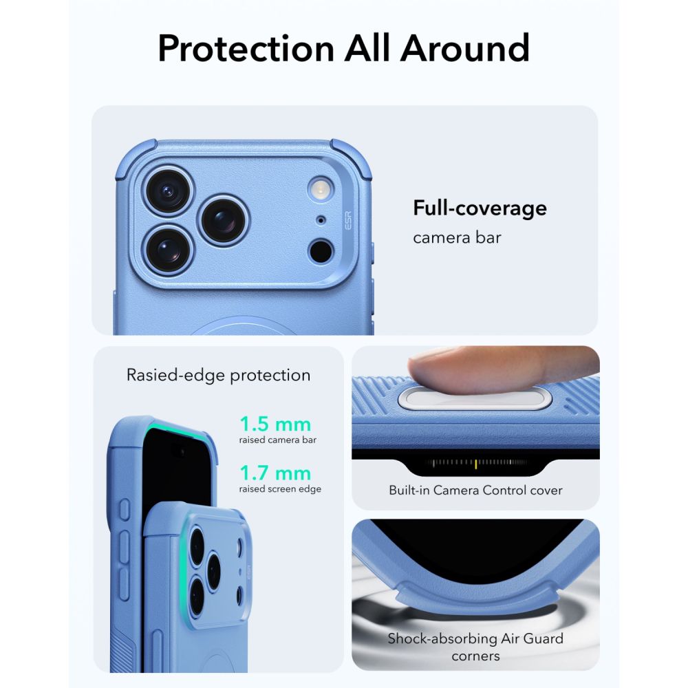 ESR Cyber Tough MagSafe-etui til iPhone 18 Pro Max / 17 Pro Max – lyseblå