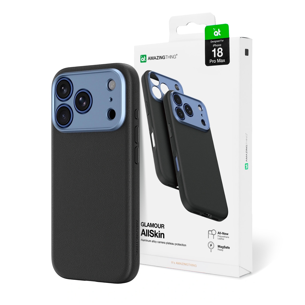 AmazingThing Glamour AllSkin iPhone 18 Pro Max-etui med kameradæksel, MagSafe-kompatibelt – Blå