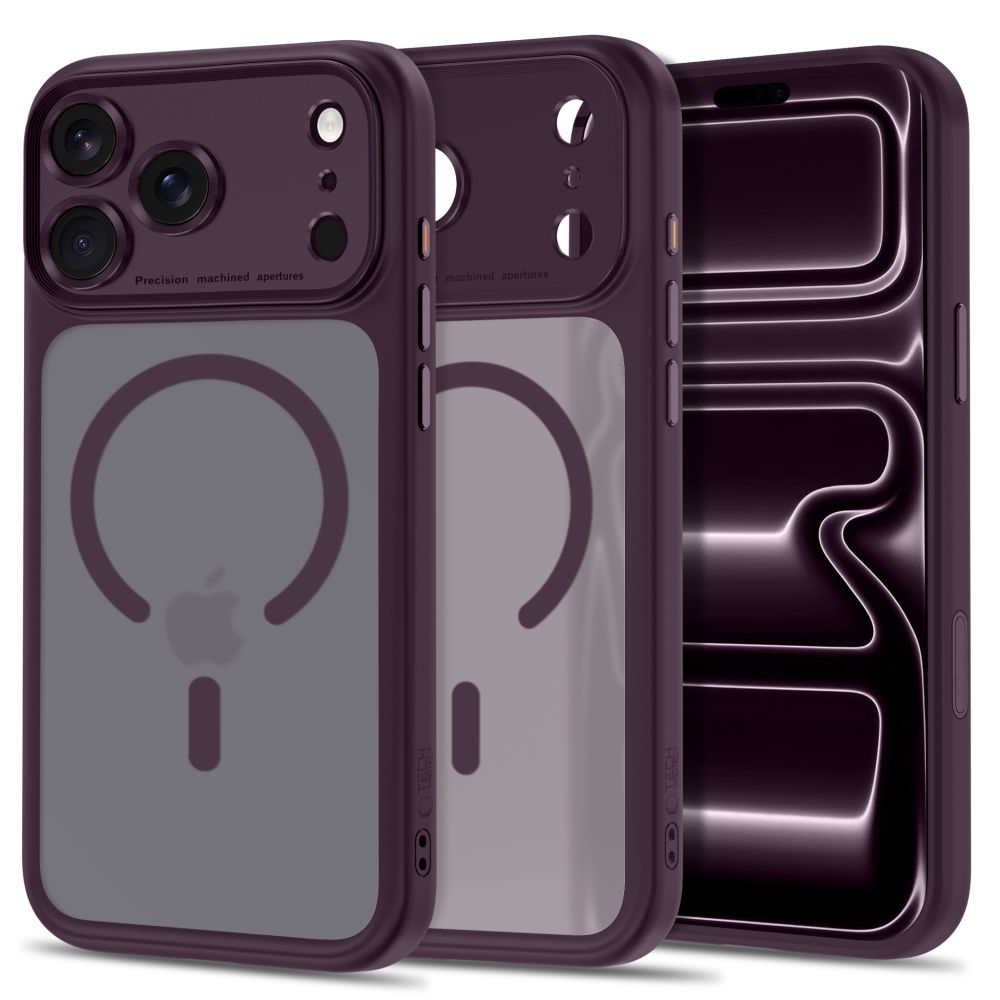 Tech-Protect MagPeak MagSafe CC-fodral för iPhone 18 Pro / 17 Pro – Dark Cherry Matte