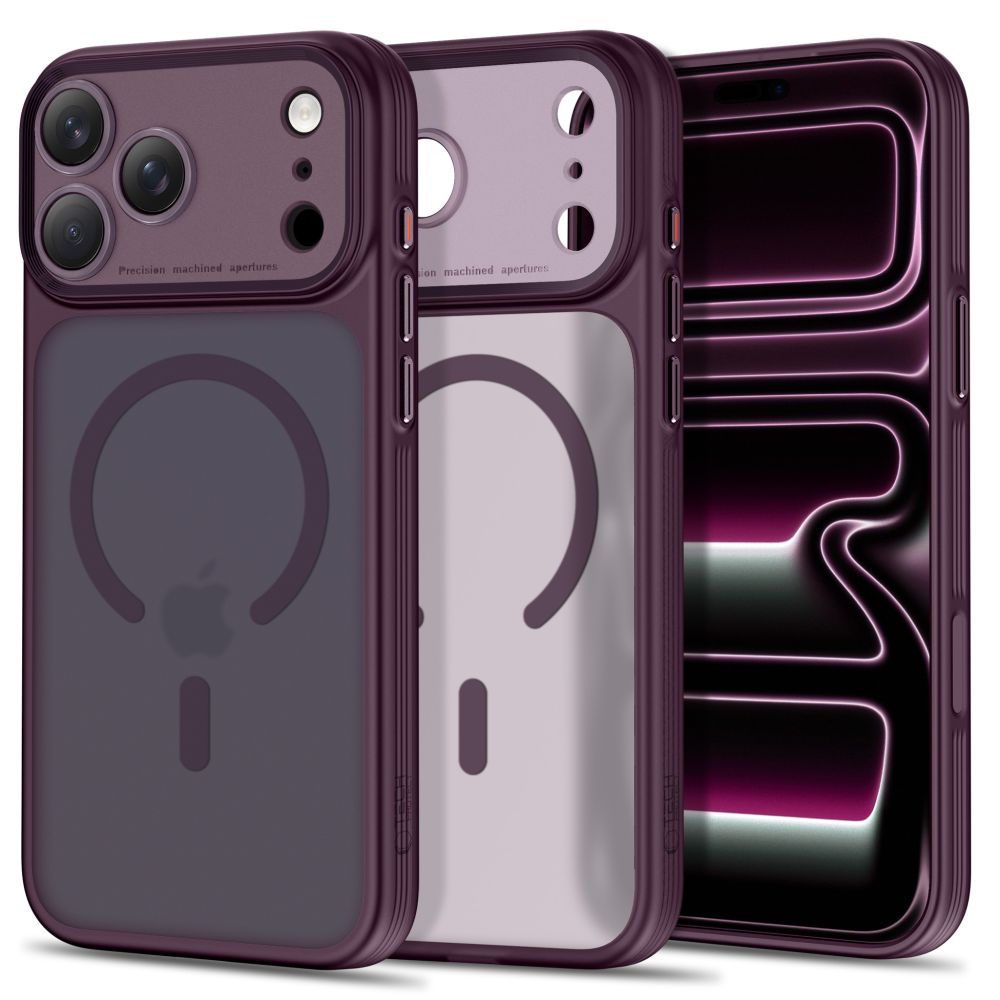 Tech-Protect MagPrime MagSafe CC-fodral för iPhone 18 Pro / 17 Pro – Dark Cherry Matte