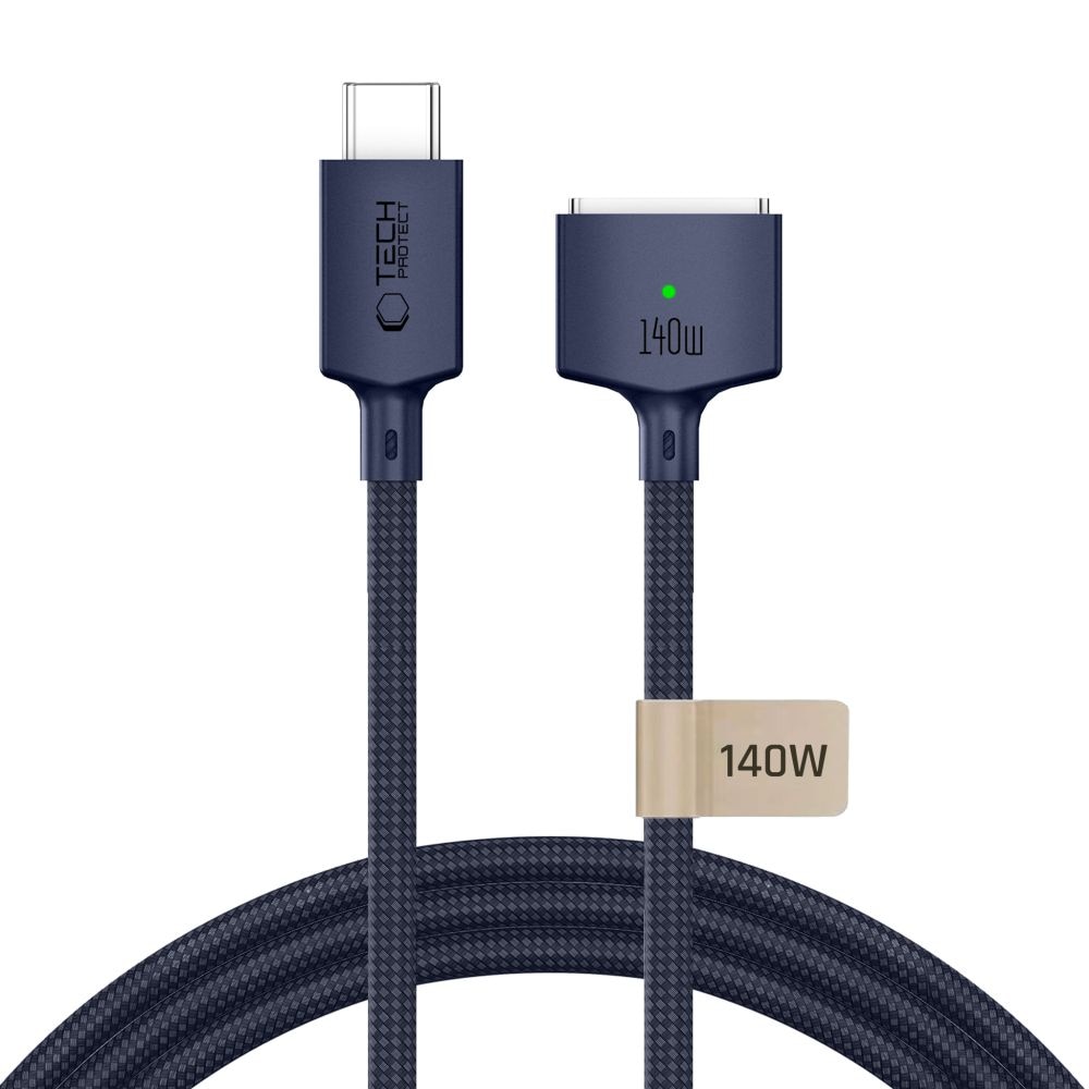 Tech-Protect MMC01 Ultraboost USB-C / MagSafe 3 140 W, 300 cm kabel för MacBook – marinblå