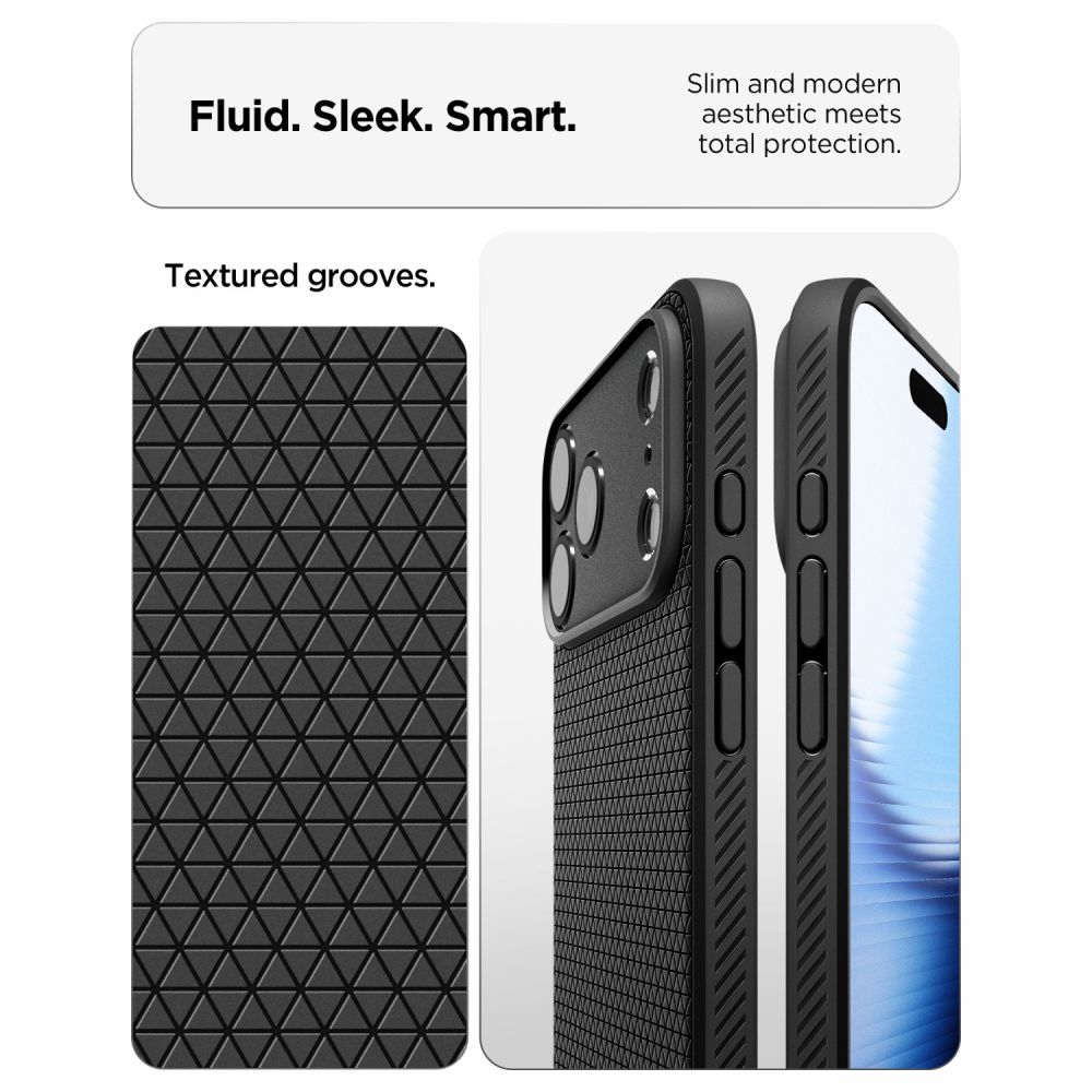 Spigen Liquid Air-etui til iPhone 18 Pro Max / 17 Pro Max – mat sort