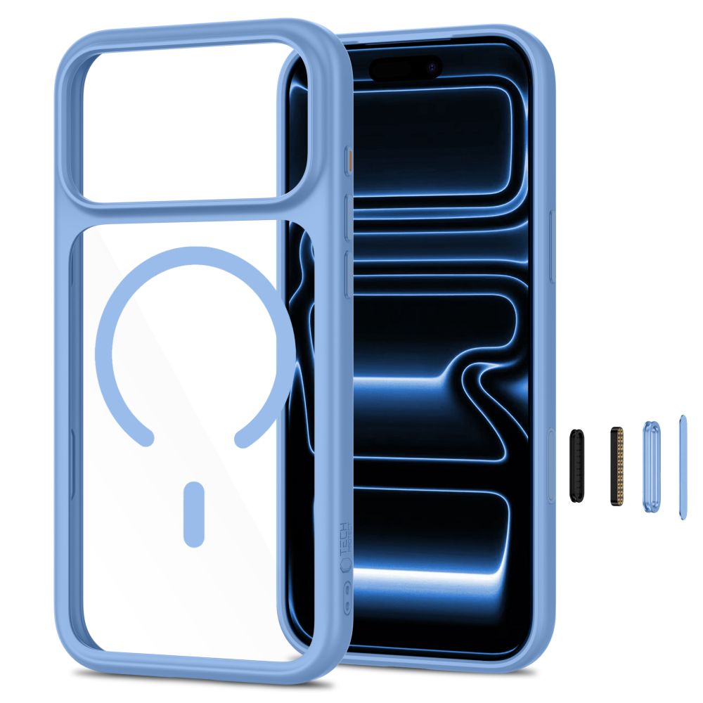 Tech-Protect MagOne CC MagSafe + 2-pak beskyttelsesglas til iPhone 18 Pro/17 Pro – gennemsigtig blå