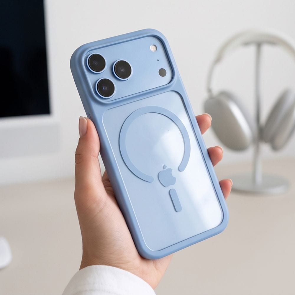 Tech-Protect MagOne CC MagSafe + 2-pak beskyttelsesglas til iPhone 18 Pro/17 Pro – gennemsigtig blå