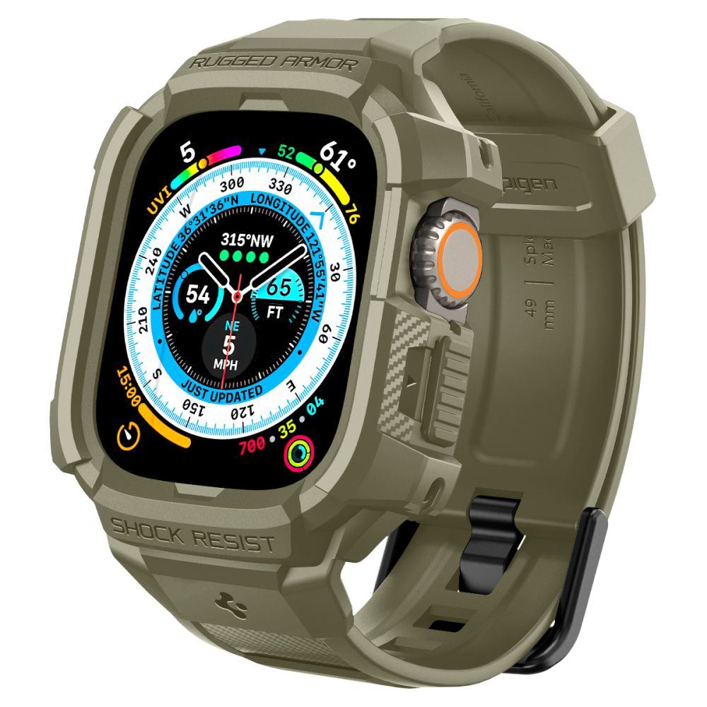 Spigen Rugged Armor Pro-fodral med rem för Apple Watch Ultra (49 mm) – grönt