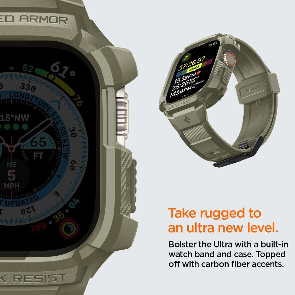 Spigen Rugged Armor Pro-etui med rem til Apple Watch Ultra (49 mm) – Grøn