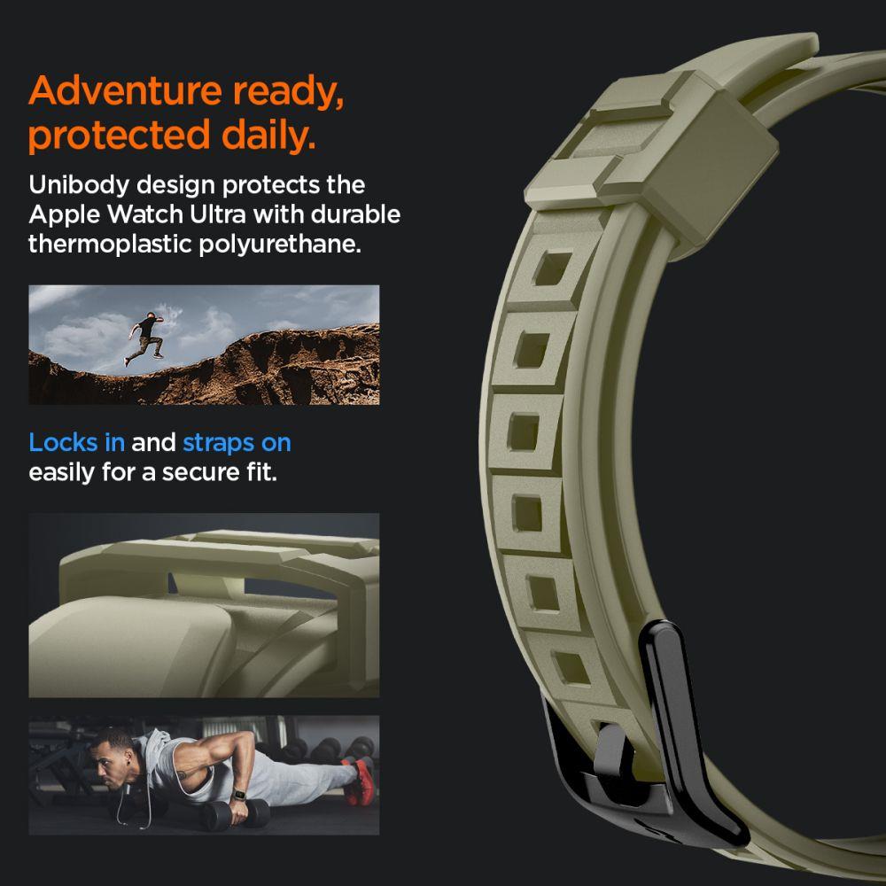 Spigen Rugged Armor Pro-etui med rem til Apple Watch Ultra (49 mm) – Grøn