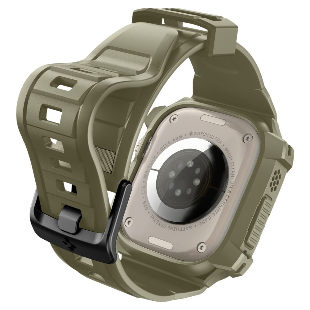 Spigen Rugged Armor Pro-etui med rem til Apple Watch Ultra (49 mm) – Grøn