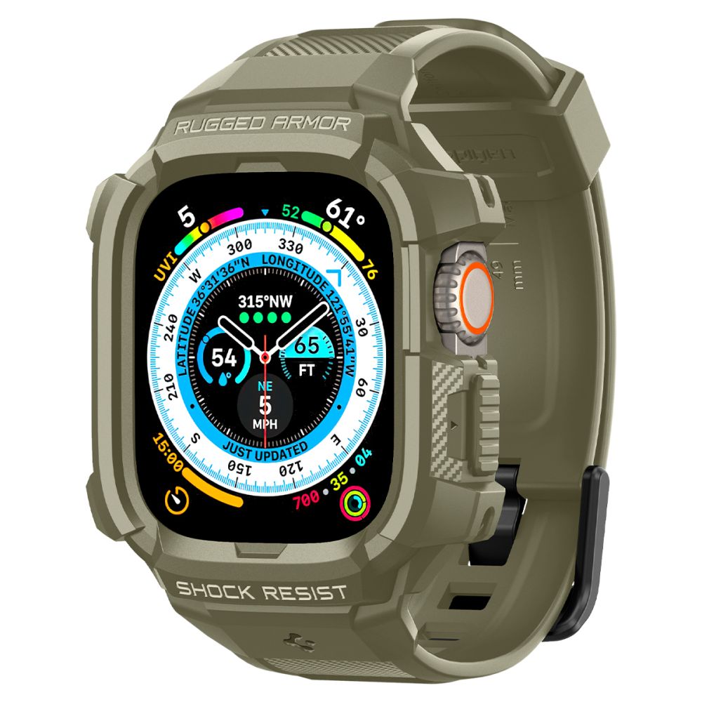 Spigen Rugged Armor Pro-etui med rem til Apple Watch Ultra (49 mm) – Grøn