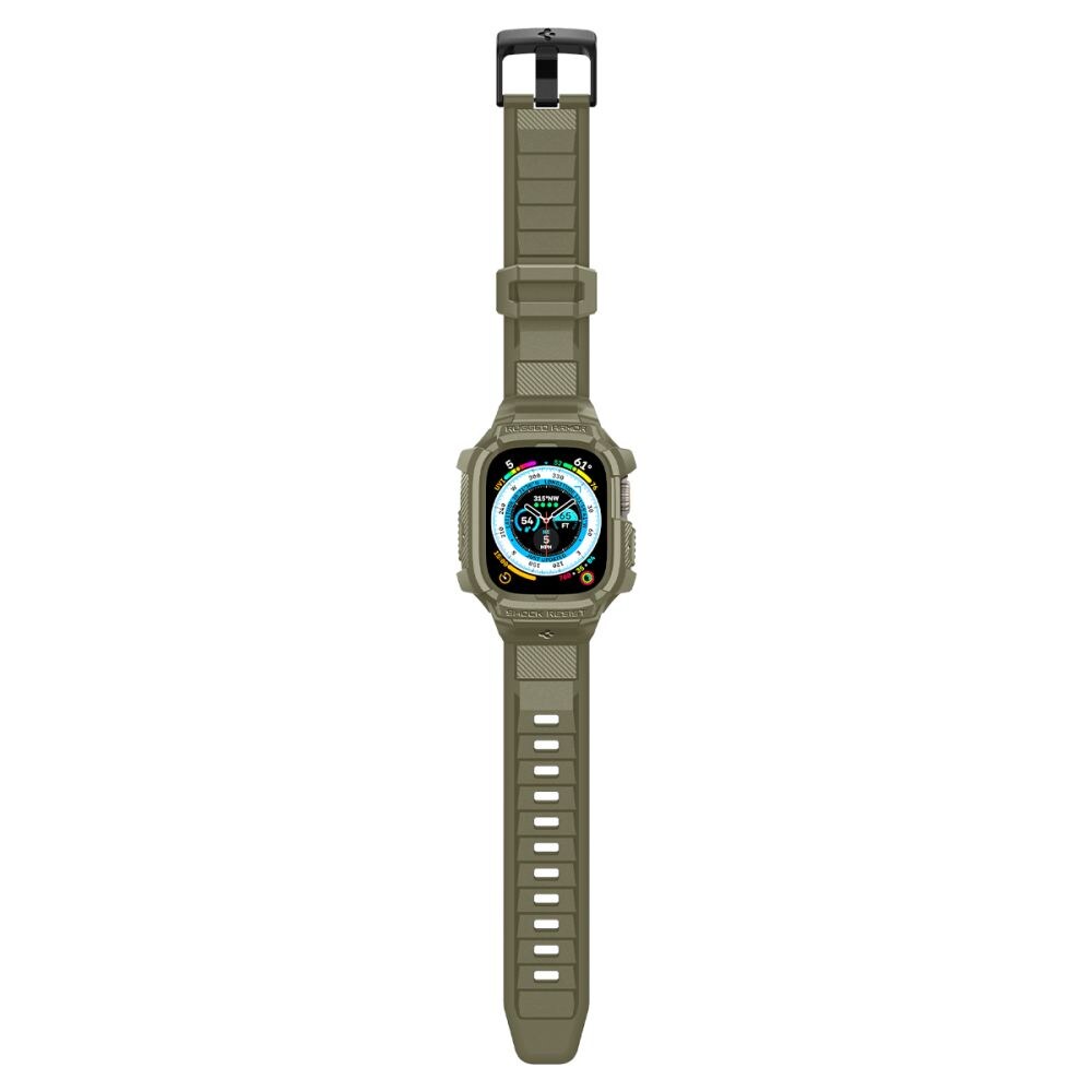 Spigen Rugged Armor Pro-etui med rem til Apple Watch Ultra (49 mm) – Grøn