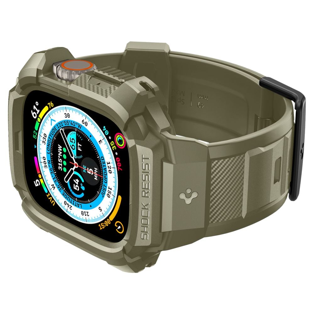 Spigen Rugged Armor Pro-etui med rem til Apple Watch Ultra (49 mm) – Grøn