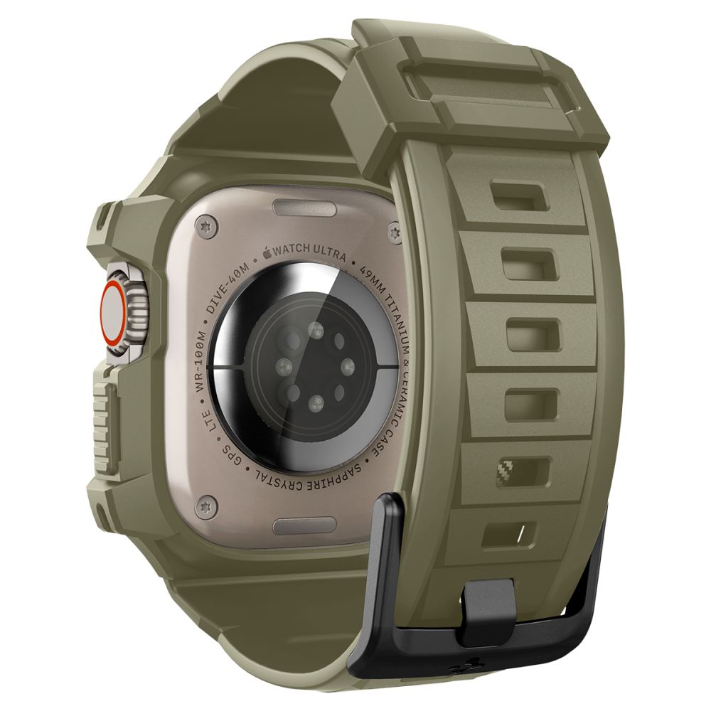 Spigen Rugged Armor Pro-etui med rem til Apple Watch Ultra (49 mm) – Grøn