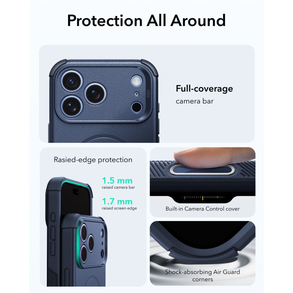 ESR Cyber Tough MagSafe-etui til iPhone 18 Pro Max / 17 Pro Max – marineblå